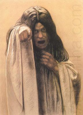 Study for The Wave female figure left of the central figure (mk19), Carlos Schwabe